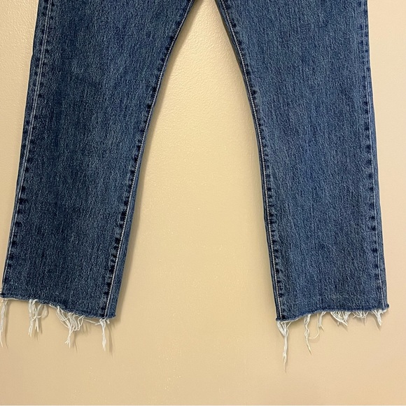 Levis Mens 501 Button Fly Denim Blue Jean W36 Raw Hem Cut Bottoms Red Tab - Picture 3 of 12